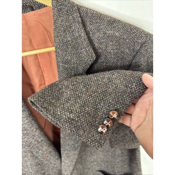 Harris Tweed Blazer Men’s 44 Brown Speckled Wool Jacket Sears Scotland VTG - Picture 2 of 9